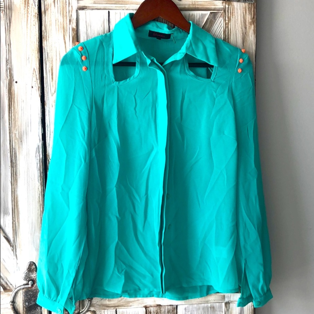 Lulumari Button Down Cutout Blouse